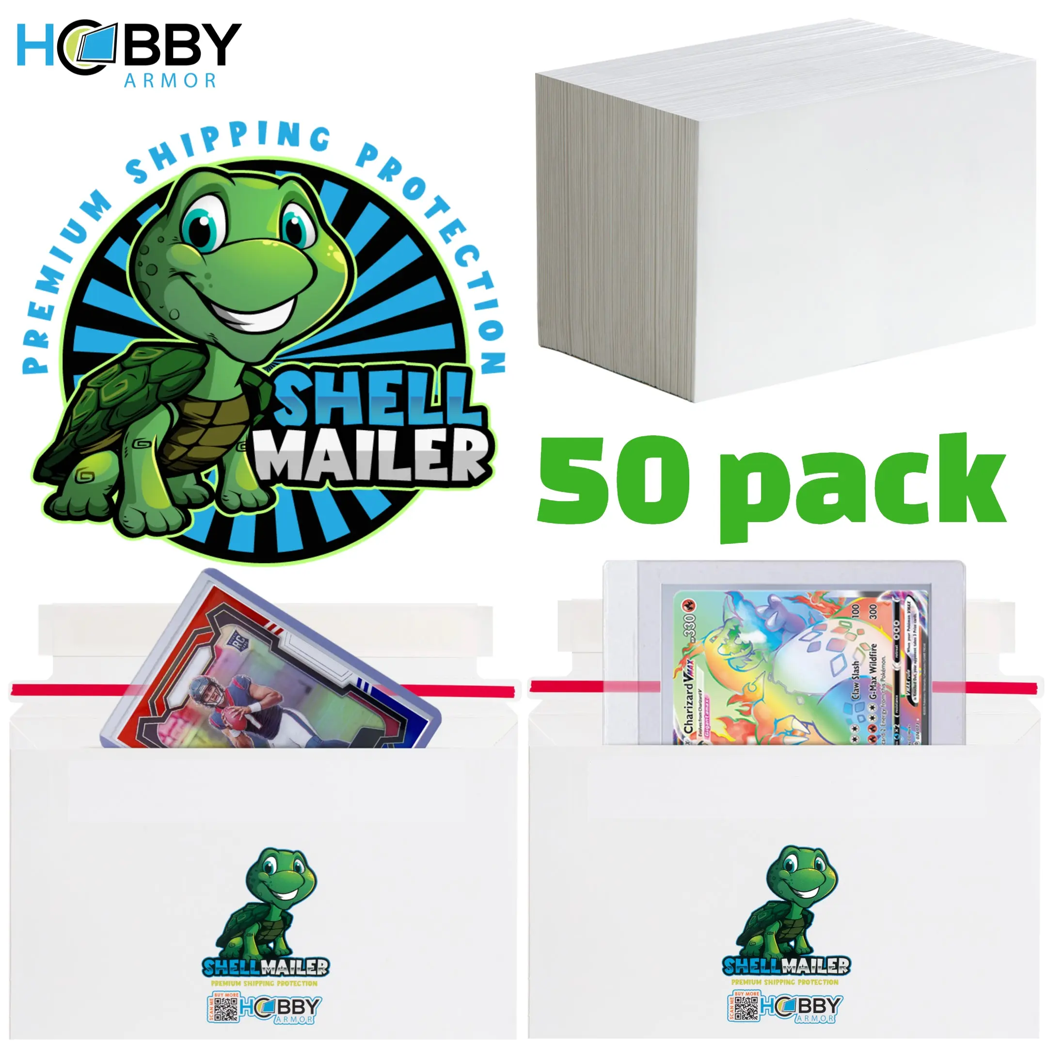 envelopes for pokemon cards 100 Pack Shell Mailer Trading Card by Hobby Armor, 7" x 4.35" Trading Card Mailers Shipping, Perfect Sized Shipping Envelope for Mailing Semi-Rigid and Toploaders, Protector Supplies Internal usable space is 6.5 x 4.5 Bouquet of Pokmon envelopes