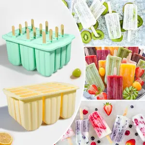 1 Set Silicone Popsicle Mold with 100 Wooden Sticks, Ice Cream, Dessert and Frozen Treat Mold for Homemade Popsicles and Jelly, Flexible Food Grade Silicone Ice Cube Box Design, Easy to Release and Clean, Suitable for Daily Kitchen Use and Summer Snacks
