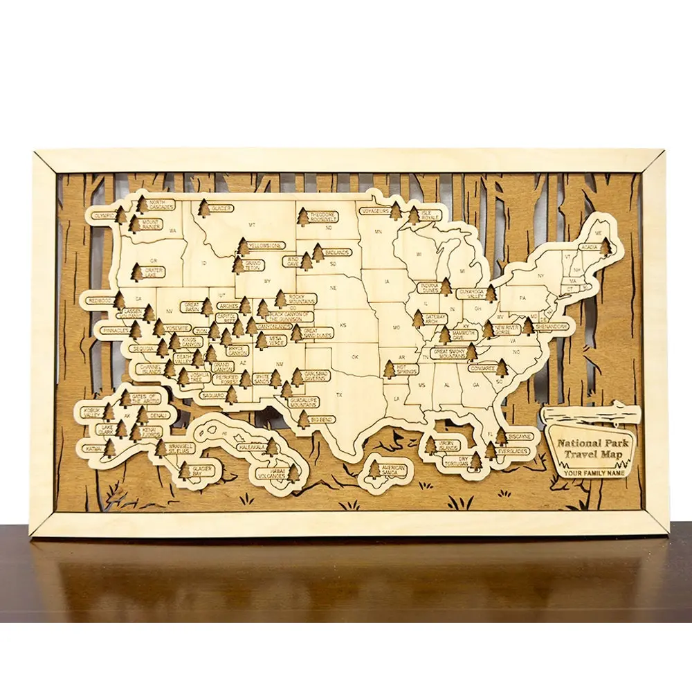 US National Parks Travel Map, National Parks Marker, Personalized US Travel Map, Travel Home Decor, Gift Travelers Hikers, NB - 11X18