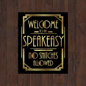 Welcome to the Speakeasy Poster, Vintage Bar Wall Art 1920s Prohibition Decor Man Cave, Quality Paper 8x12 to 27x40inch, Unframe Poster
