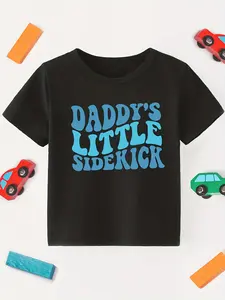 Kids' "Daddy's Little Sidekick" Retro Groovy Graphic T-Shirt - Short Sleeve Casual Tee for Boys & Girls