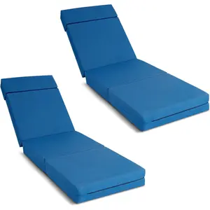 MOPHOTO Chaise Lounge Cushions Outdoor Set of 2, 5 Inch Thick Waterproof Outdoor Furniture Cushions with Removable Cover, Sun Lounger Replacement Cushions for Outdoor Furniture