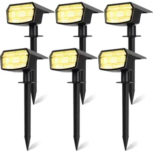 Solar Spot Lights Outdoor, 59 LED Solar Lights Outdoor , Outdoor Solar Lights for Yard with 3 Lighting Modes, Landscape Spotlights for Garden Pathway Driveway, Warm White