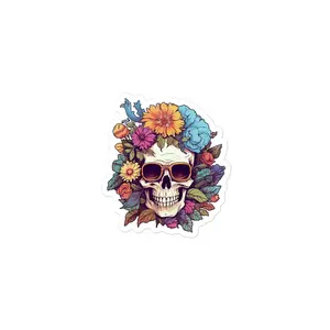 Rockin Skull Blooms Bubble-free stickers