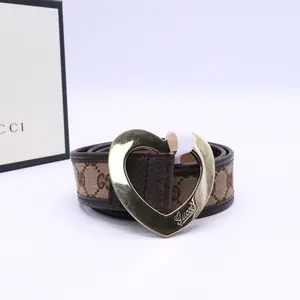 Pre-owned Gucci Monogram Heart Buckle Belt twins W20879