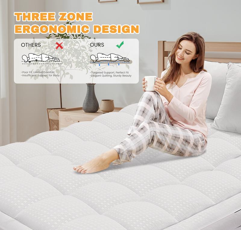 WeCharmer Mattress Pad Protector（350GSM & 500GSM）– Quilted Fitted Cooling Breathable Soft & Fluffy Mattress Topper Cover with 8-21” Deep Pocket – Comfortable Bedding Mattress Protector for Cooler Sleeping