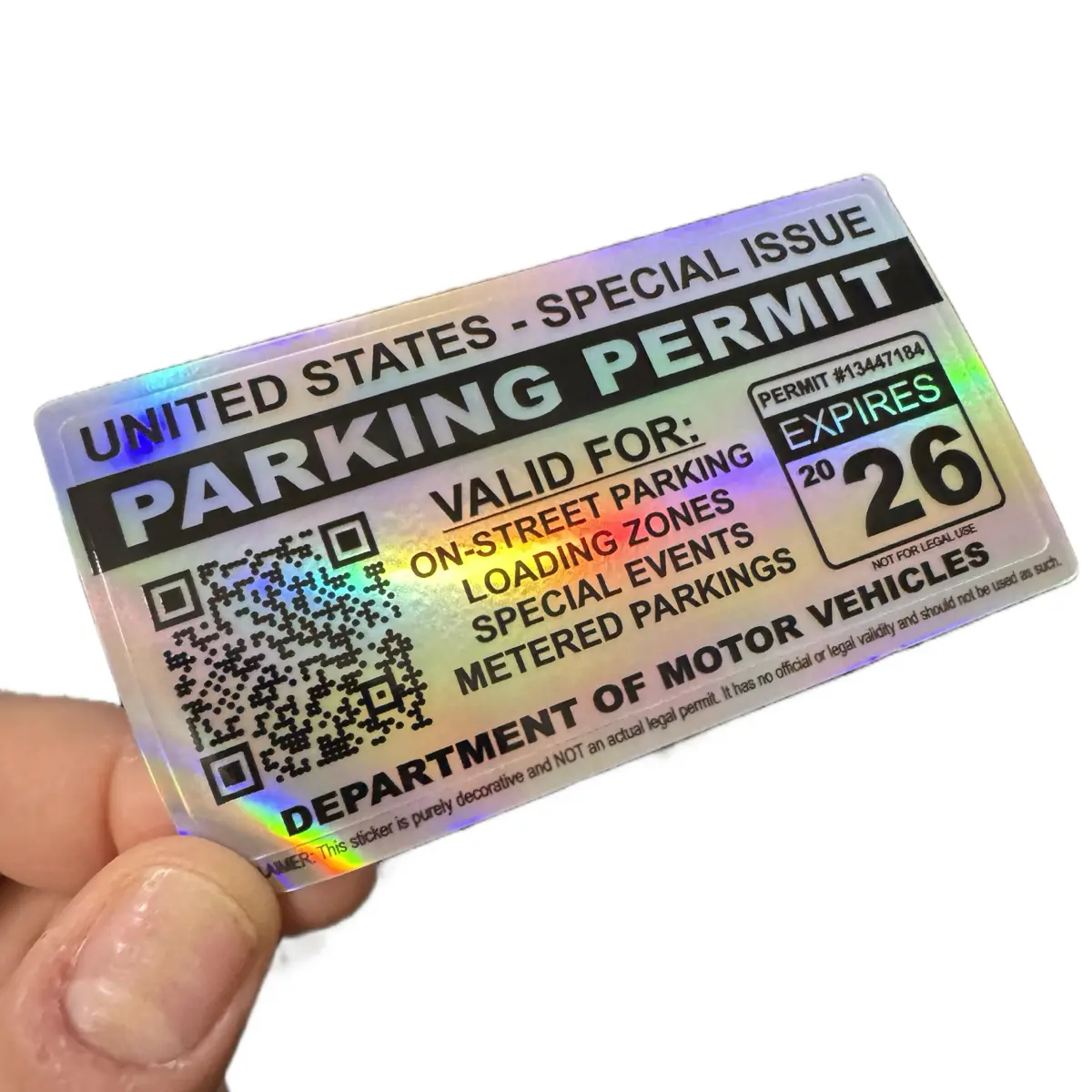 2" x 4" Parking Permit Decal Sticker for Car Exterior - Holographic Vinyl 2" x 4" Parking Permit Decal Sticker for Car Exterior - Holographic Vinyl
