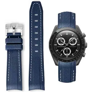 Watch Bands for Omega X Swatch Moonswatch Watch 20mm Curved Rubber Strap Silicone Watch Band(Watch not included) Men Women Replacement Bracelet Omega MoonSwatch Speedmaster No Gap Strap-USA