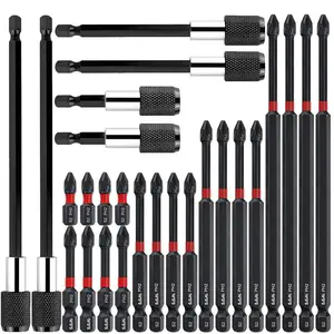 Magnetic Impact Nut Driver & Bit Set, 25-150mm Sizes Impact Bits & Auto-lock Knurled Extensions, Power Tool Accessories, Screwdriver Bit Set