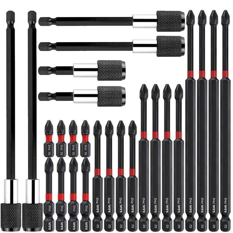 K7 Magnetic Anti-Shock Screwdriver Set, Diy Screwdriver, 39-Piece, Sizes 25-150 Mm, Includes Ph2 Hex Star Bits, Automatic Lock Tap Handle, Magnetic Screwdriver Tools, Multipurpose Screwdriver Kit