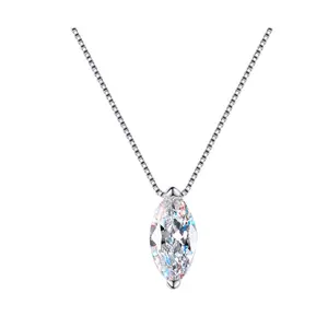 Classic choice, 1 Carat Moissanite 925 Sterling Silver Marquise Pendant Necklace