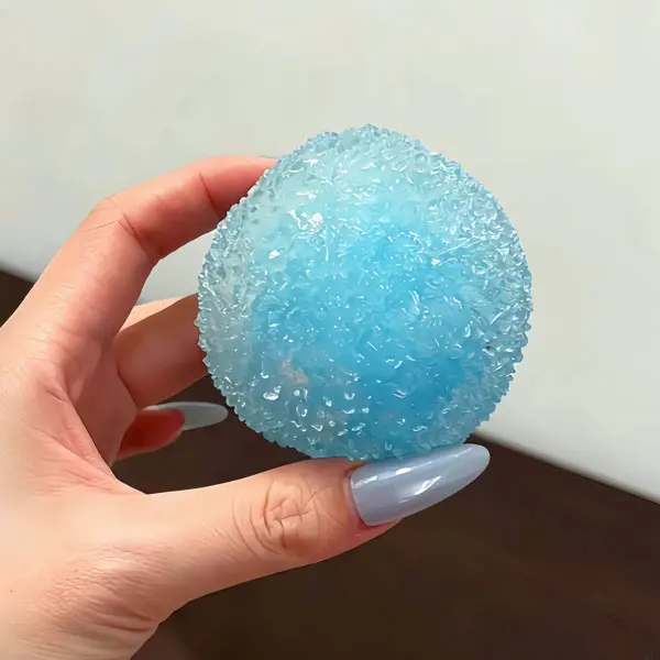 Ice Crystal Textured Stress Relief Squish Ball - Non-Rebound Moldable Fidget Toy, Portable Sensory Squeeze Toy for Home, Office Anxiety Relief