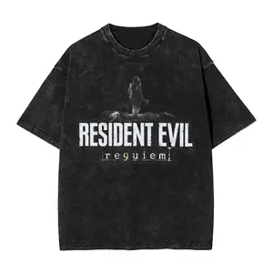 RE9 Requiem Leon Kennedy Raccoon City RPD T Shirts Washed Harajuku T-Shirts for Men Women Tops Streetwear 5Printed Tee Shirt