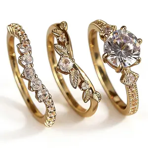 Micro Pave Full Diamond Gold Plated Single Circle Set Ring Non-Fading Zircon Ring Simple Luxury
