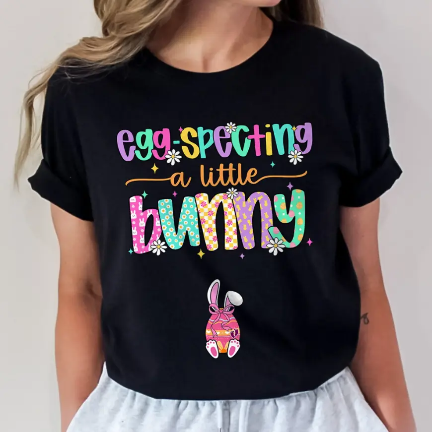 Egg-specting A Little Bunny Shirt, Funny Easter Pregnancy Announcement Tee, Pregnancy Reveal, Easter Gift For Expectant Mom, Maternity Easter T-shirt