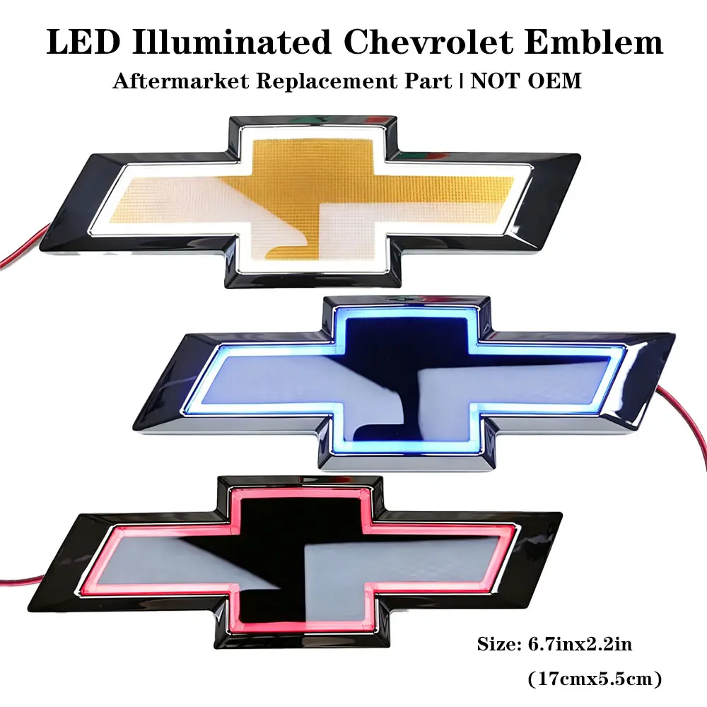 6.69X2.17“ LED Chevrolet Bowtie Emblem Wired Cold Light Replacement Part Fits Cruze Malibu Silverado Equinox (Not OEM),illuminated  emblem,LED Emblem,Illuminated Car Emblem,cars accessories,father's day car gift,vehicle accessories