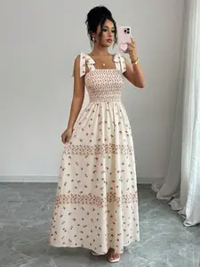 Elegant Women's Vacation Fashion Floral Print Dress, Summer Style, Perfect for Beach & Poolside, Chic & Comfortable Design