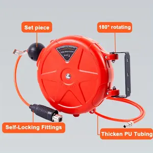 1pc Automatic Retractable Hose Reel, Garden Hose Fittings, Crafted from Durable ABS Material, 10m Length, Features Universal European/American Thread, Ideal for Car Washing and Garden Irrigation, Equipped with Efficient Self-Locking System