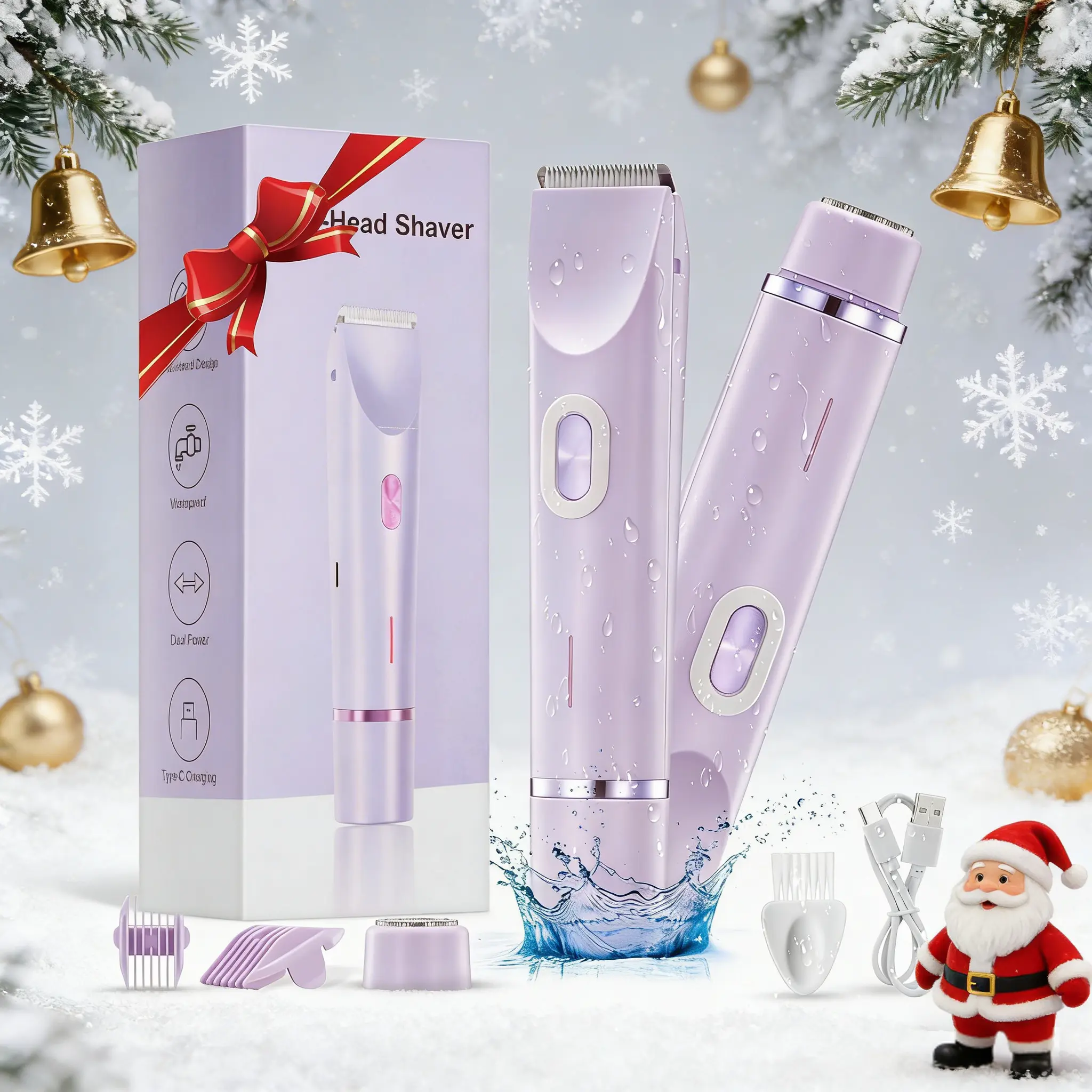 Electric Hair Trimmer for Women, Hair Removal Trimmer, Waterproof Electric Hair Epilator,1 Box 2 in 1 Body & Facial Shaver, Dual Heads for Hair Trimming Of Pubic Hair, Face, Underarms and Legs