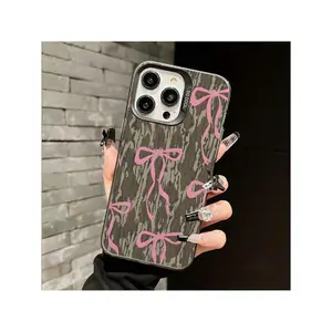 Camouflage Pink Bow Pattern Mobile Phone Case, Creative Mobile Phone Protective Cover, Mobile Phone, Compatible With IPhone 11, 12, 13, 14, 15, 16 Series, Cute Simple Fashionable Personality , Suitable For Men And Women Gift Suitable for Samsung S25 ULTRA
