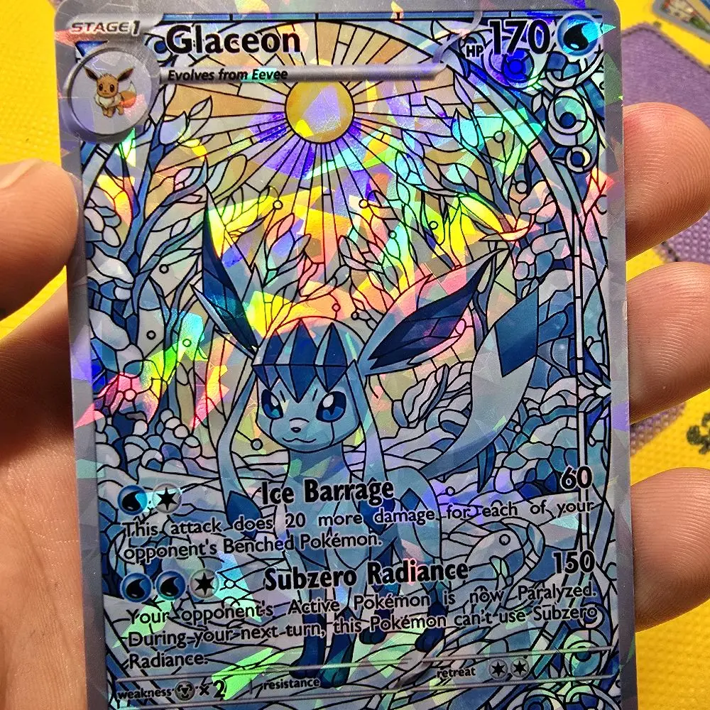 Glaceon Eeveelution Icy Morning Pokemon Display Card TCG Stained Glass  Design Glass Pattern Holo Brand New Art Beautiful - TikTok Shop