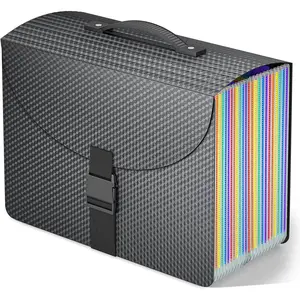 25 Pockets Expanding File Folder with Handle, Expandable File Organizer, Portable Accordion File Organizer A4 Letter Size, Adjustable Strap, Perfect Filing Folders for Documents with Colored Tabs