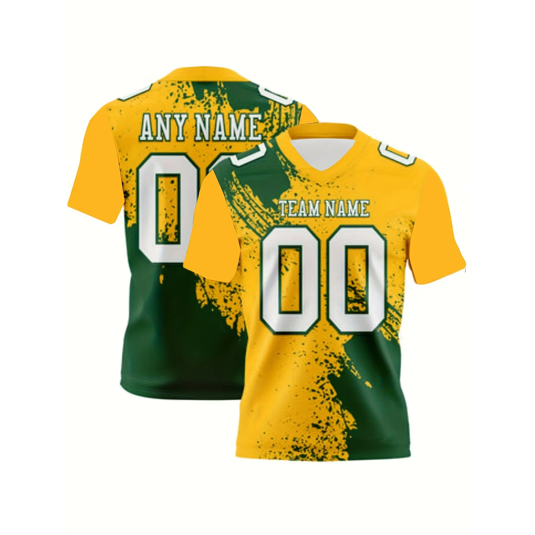 [XXS-7XL] Mesh Fabric Custom Men's V-Neck Rugby Jersey, Personalized Team Print Design, Outdoor Sports, Durable, Casual and Stylish