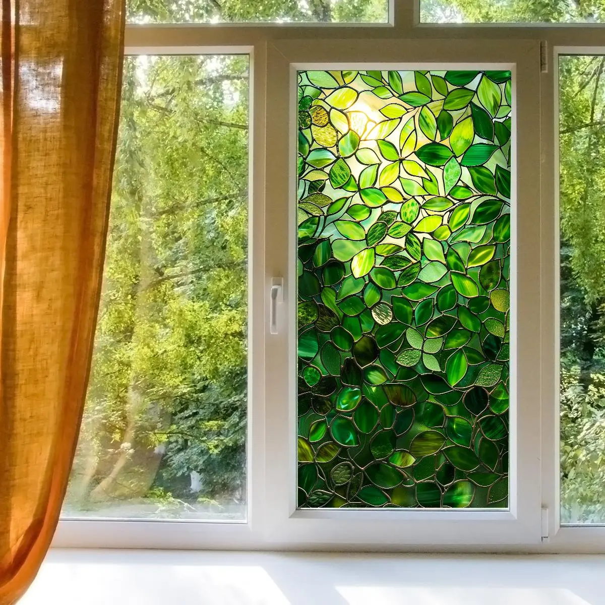 Leaf Pattern Static Cling Window Sticker, Double Sided Window Decal, Removable Window Decal, Window Decorations Supplies, Decorative Sticker for Home Living Room Bedroom, Ornaments, Deco Stickers