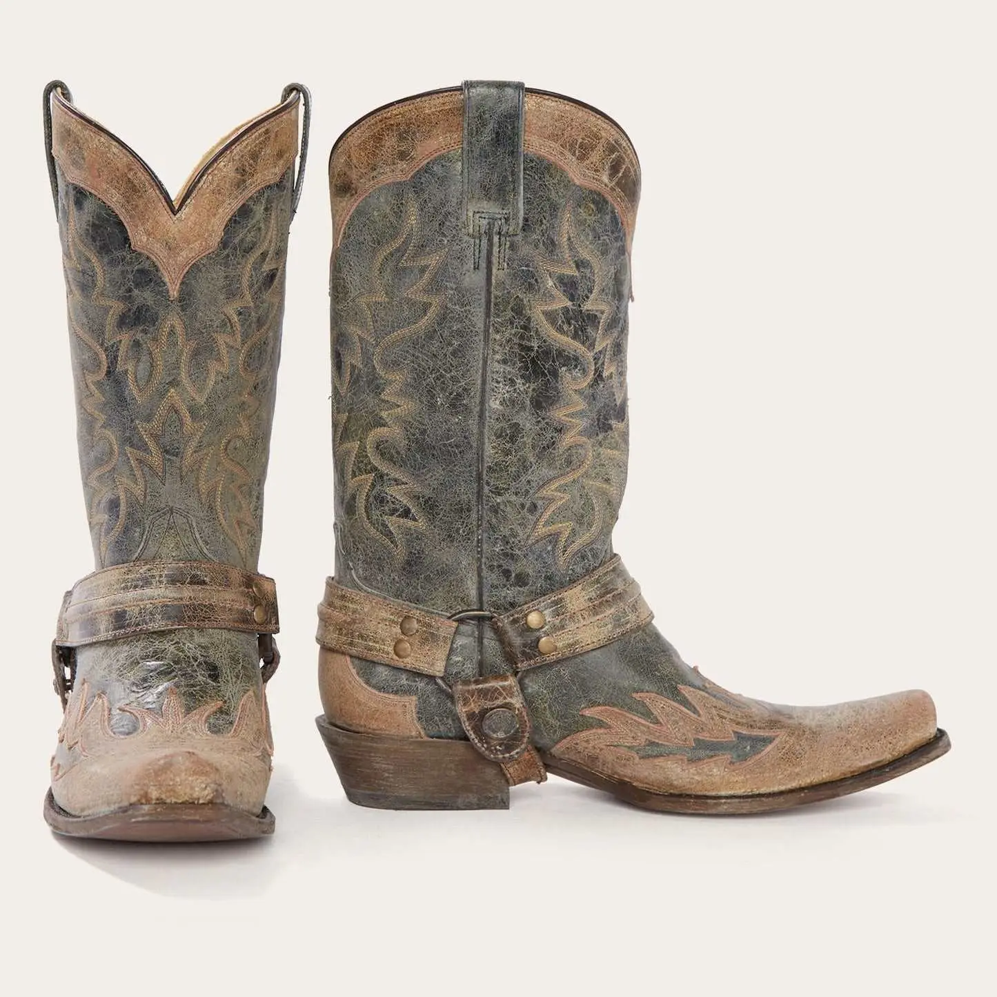 Men's Stetson Sundance Kid Boots Square Rocker Toe Handcrafted Brown