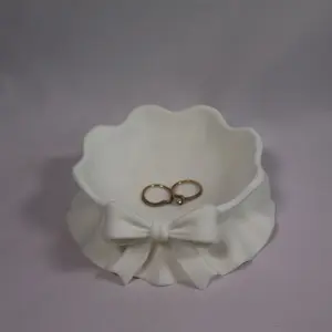 Coquette Bow Jewelry Tray Ring & Trinket Dish with Elegant Bow Design for Organizing Rings and Small Accessories