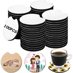 100PCS Sublimation Blank Car Coasters,2.75in/5mm Circular Opening Blank Sublimation Coasters for Thermal Sublimation Heat Transfer DIY Crafts Painting