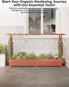 79"x17"x45" OutdoorVibe Raised Wooden Planter Box with Trellis, Elevated Garden Bed with Side Supports, Canopy, and Drainage Holes – Perfect for Climbing Plants,Vines,and Blossoms