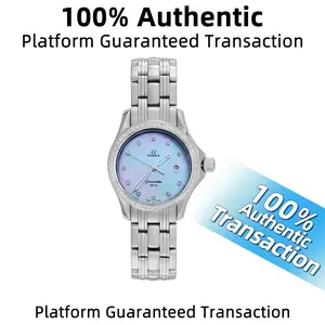 Omega Seamaster Series Quartz Watch WHP038767 28mm Stainless Steel Blue Mother-of-Pearl Dial with Aftermarket Diamonds for Ladies