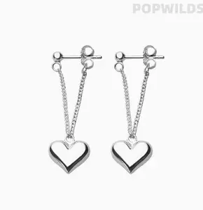 Whimsical Heart-Shaped Long Earrings for Girls, Niche Elegant Temperament, Delicate Lightweight Peach Heart Design, Simple Stylish Daily Costume Jewelry to Brighten Looks & Match Casual Outfits, Whimsical Earrings