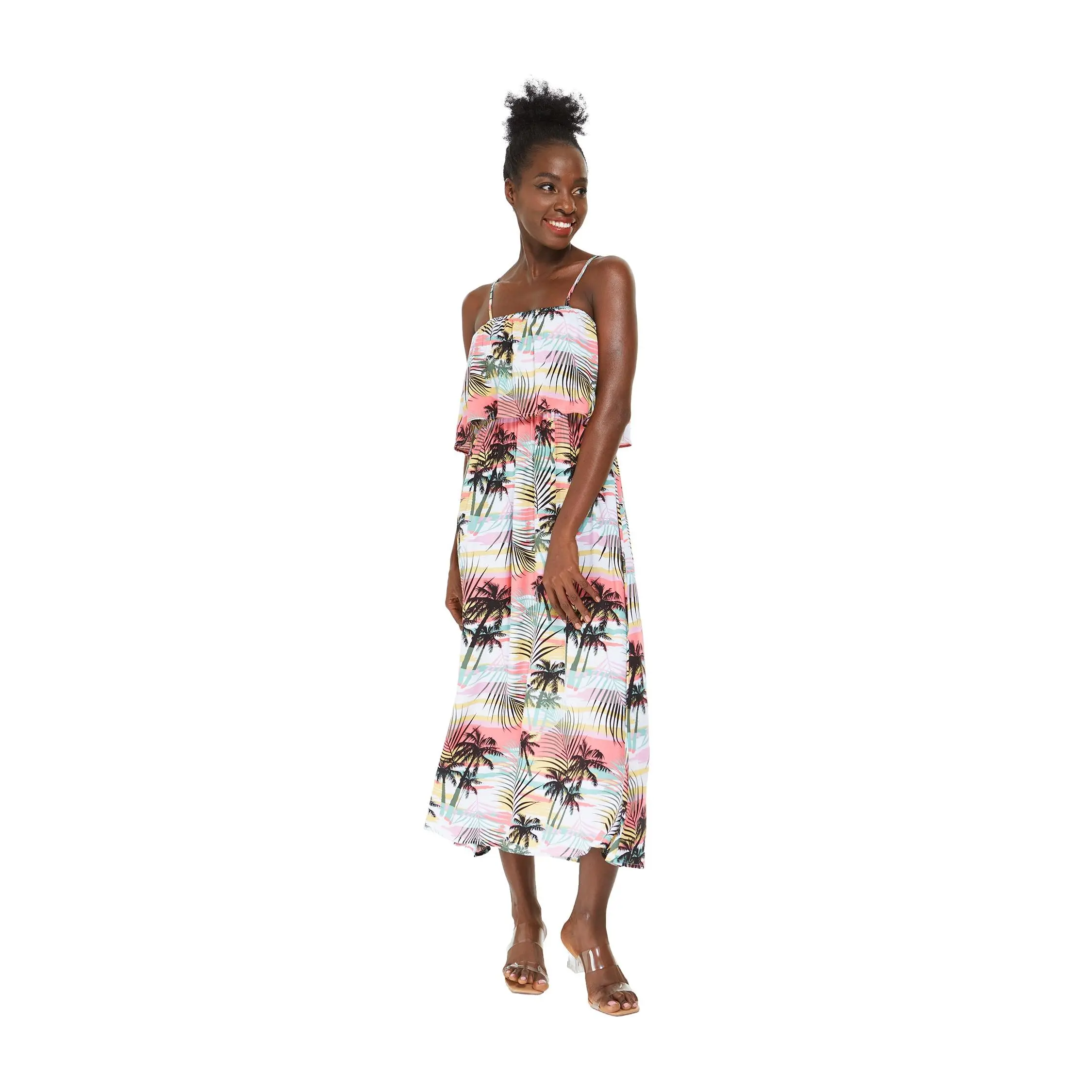 Women's Charming Muumuu Dress in Sunset Neon Pastel