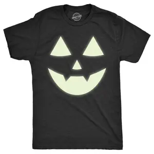 Mens Glow In The Dark Jack O Lantern T Shirt Funny Halloween Spooky Pumpkin Tee for Guys Mens Funny T Shirts Cool Vintage Fashion T-Shirt Gift Classic Menswear Halloween Apparel for Men Novelty Tees for Guys Black -