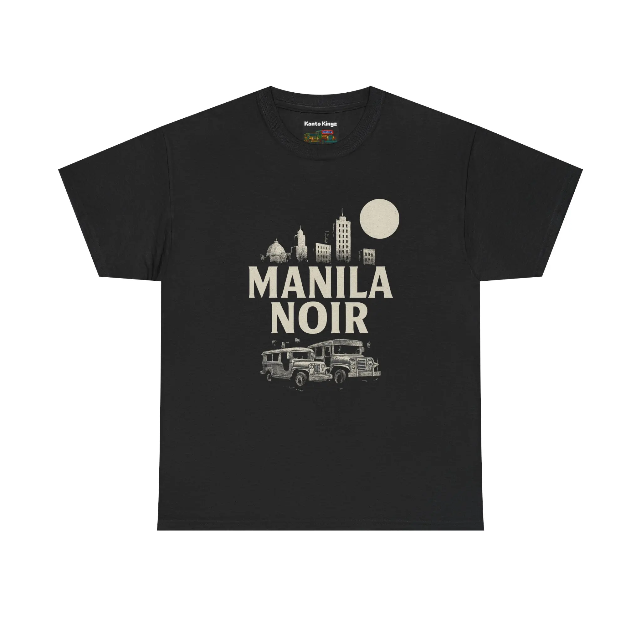Manila Noir Jeepney Tee—a bold tribute to Filipino grit and urban soul. Bold “MANILA NOIR”vintage noir vibes with a modern Pinoy twist.