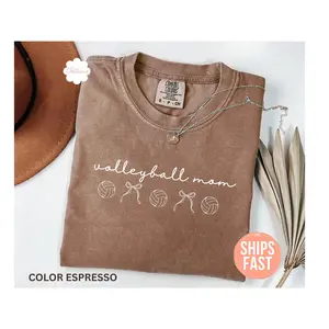 Comfort Colors Volleyball Mom T-Shirt, Volleyball Bow Graphic Tee, Sports Mom Shirt, Cute Volleyball Gift, Unisex Cotton Tee