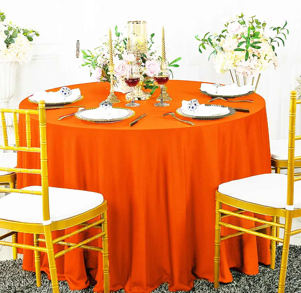 90" Seamless Round Scuba (Wrinkle-Free) Tablecloth - Orange (1pc)