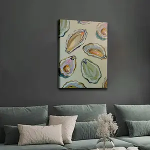 Wooden Frame, Oyster Shell Art Print, Framed Abstract Seaside House Poster, Modern Classic Art Decoration Style, Ink Canvas, Suitable for Living Room, Bedroom, Kitchen, Bathroom, Classroom Wall Decoration, Indoor and Outdoor Use, Spring and Autumn Theme