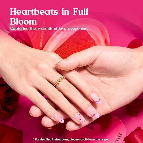 【Live Only】Beetles Valentine Manicure Kit, French Tip Pink Short Square Shape Natural Acrylic Nail Tips for Effortless Beauty & DIY Manicures - Frenchtipnails Spring Nail Valentine Gift Flower