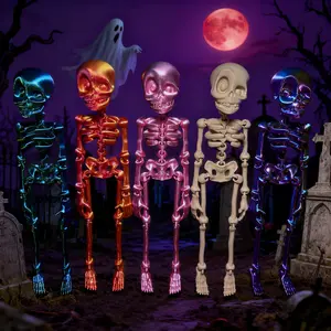 5PCS Colorful 3D Printed Poseable Skeleton Magnetic Figurine, 2025 New 7In Halloween Skeleton Figurines for Fridge, Locker & Desk, Bonus Self-Adhesive Magnet Patches