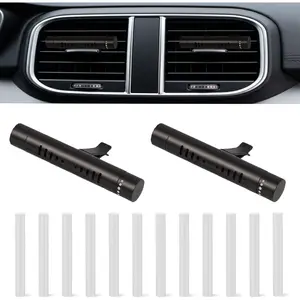 Pcs Car Air Essential Oil Diffuser Vent Clip with  Pcs Odorless Refill Sticks, Premium Aluminum Air Freshener Diffuser Suitable for Cars, Office, Kitchen (Black,  Pcs)