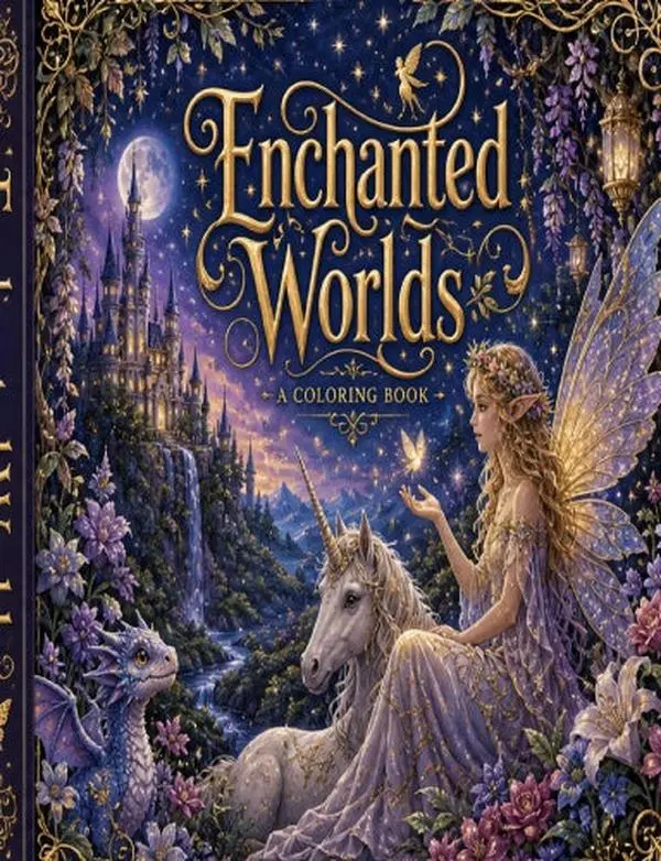 Enchanted Worlds Adult coloring book
