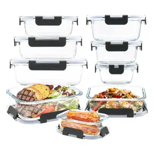 18pc Glass Food Storage Containers with Airtight Lids, 9 Pack Meal Prep Containers, Dishwasher, Microwave, Freezer Safe  Kitchen Utensils