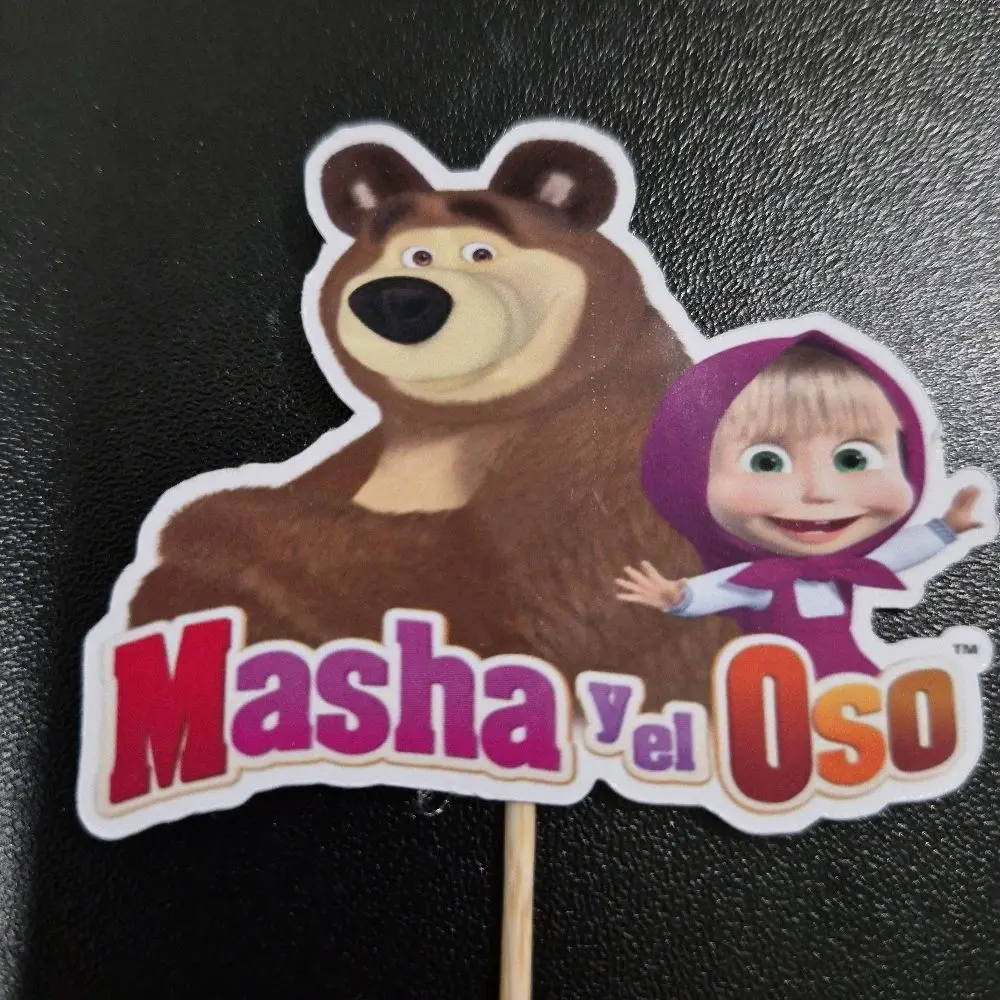 Masha and the Bear 12 pieces Cupcake Toppers, 2" x 2.5" in Size Masha and the Bear 12 pieces Cupcake Toppers, 2" x 2.5" in Size