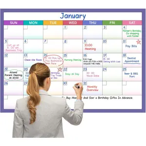 Large Dry Erase Calendar for Wall - 39.9" x 27.7",  Erasable &  Laminated Calendar, Undated 1 Month Wall Calendar, 10 Round Stickers