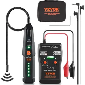 VEVOR Underground Cable Locator, 6.5Ft Max Detection Depth Wire Tracer Break Detector Finder with Earphone, 3280Ft Max. Detection Length Cable Tester for Pet Fence Buried Sprinkler Valve Irrigation
