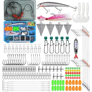 173 count Fishing Tackle Kit with Fishing Lures, Hooks, Pyramid Sinkers, Fish Finder Rigs, Pompano Rigs, Jigs, Leaders, Swivels Various Accessories for Freshwater Saltwater Surf Fishing