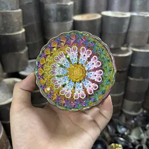 Rainbow Iridescent Porcelain Plate with Golden Floral Mandala: A Mesmerizing Handcrafted Masterpiece  #PorcelainArt #HandmadeMagic #ColorfulDecor #TikTokCrafts-402
